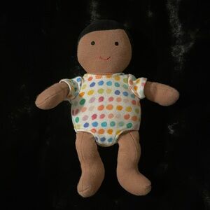 Lovevery Montessori Organic Cotton Baby Doll Plush Stuffed Dark skin Pokadots